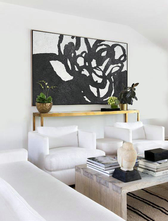 Abstract Paintings On Sale,Oversized Horizontal Minimal Art On Canvas,Xl Large Canvas Art #T6E5